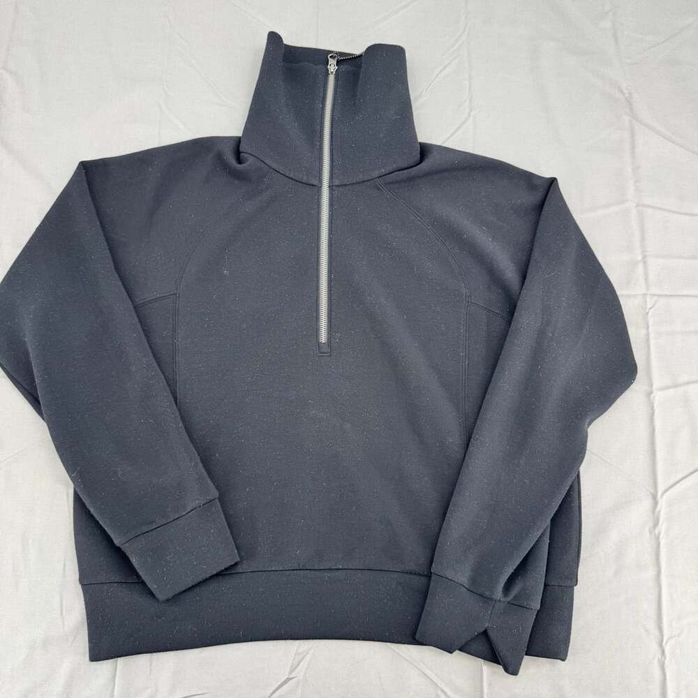 Spanx Airessentials Half Zip Sweatshirt Size M Black